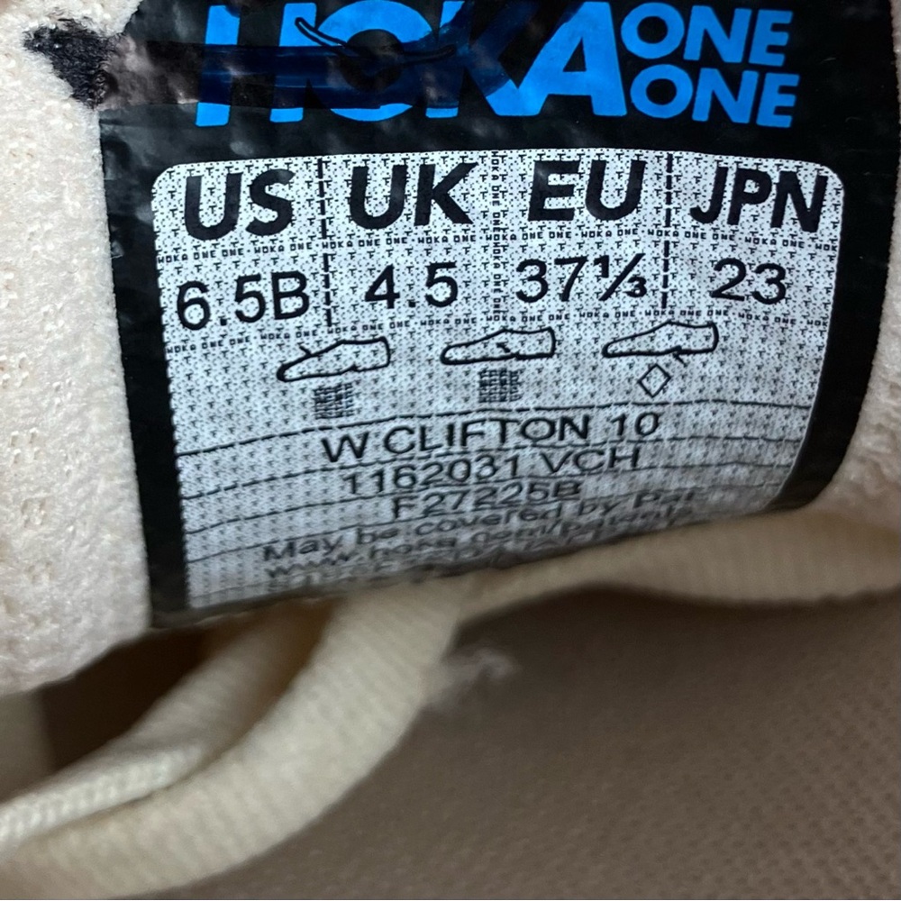 Hoka One One Women’s Size 6.5 B Clifton 10 Vanilla Birch Athletic Running Shoes - Picture 11 of 11